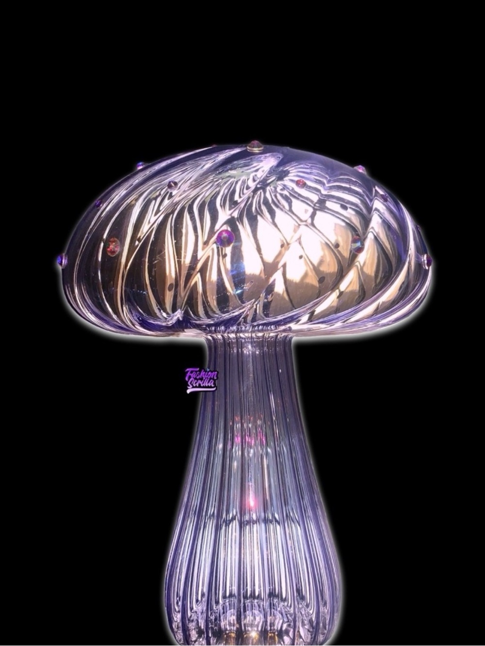 Mushroom Sculpture Blown Glass with Swarovski Crystal Accents Home Decor XL Size